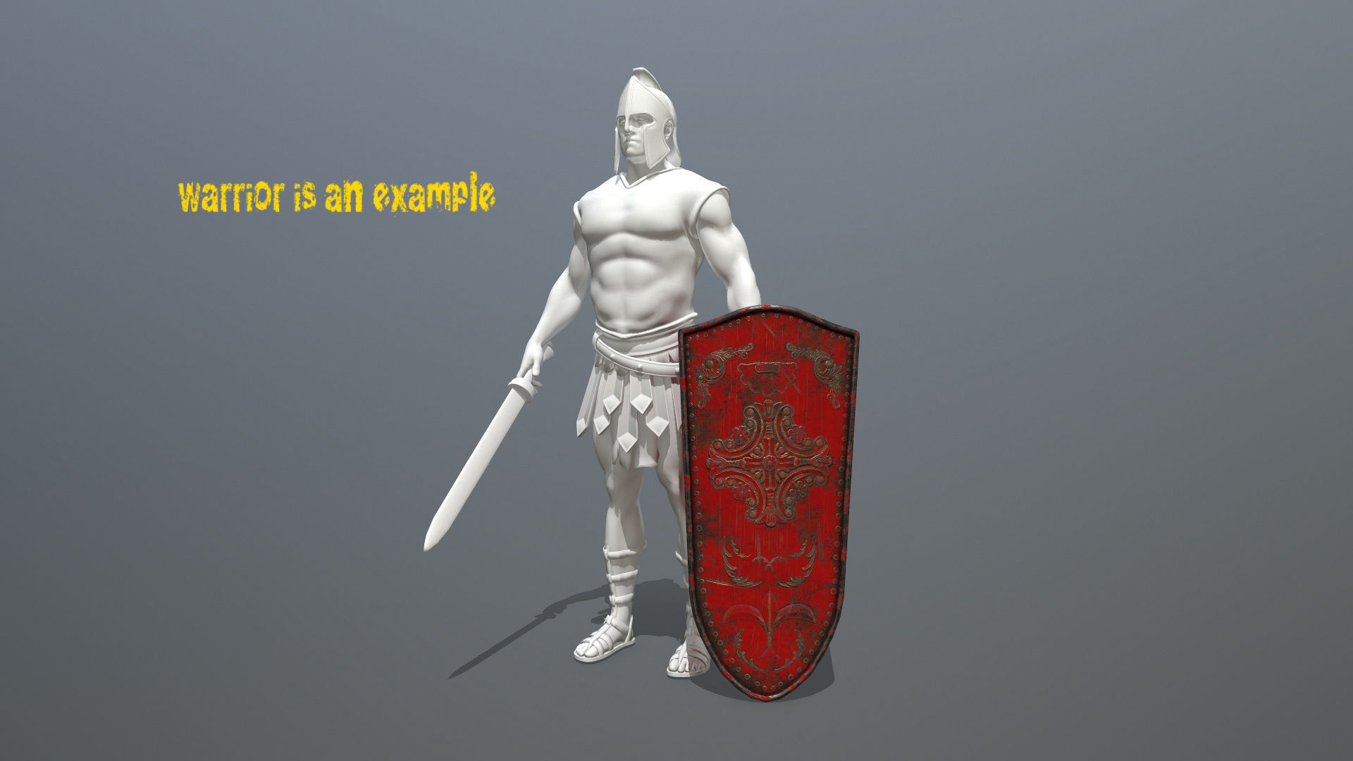 shield set man holding sword and Low-poly 3D model_15