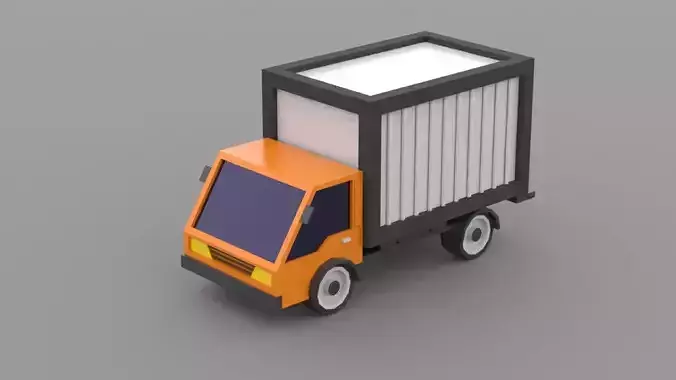 Low poly truck orange