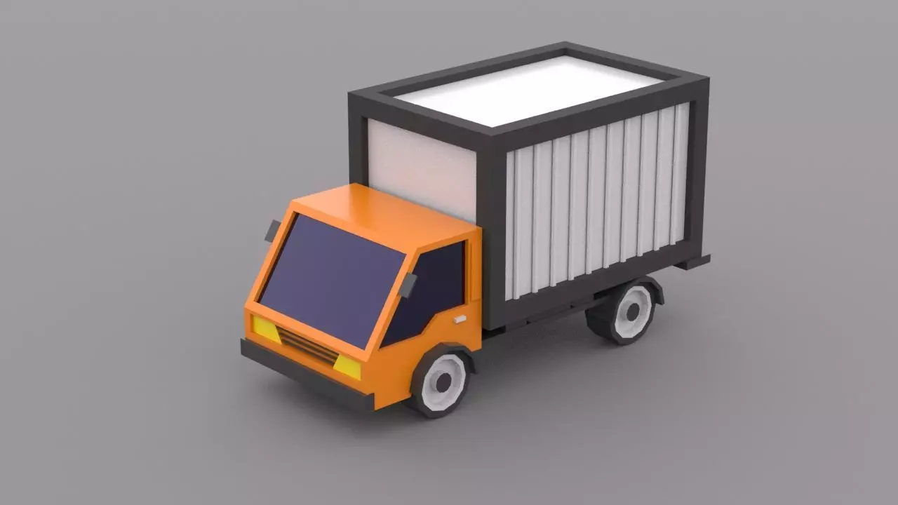 Low poly truck orange Free low-poly 3D model_0