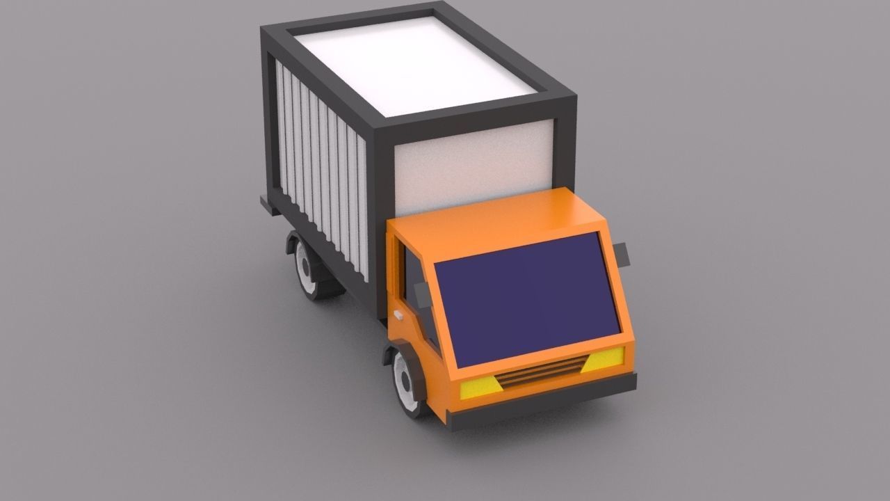 Low poly truck orange Free low-poly 3D model_1