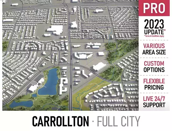 Carrollton Low-poly 3D model