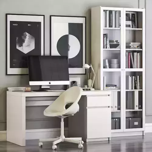 MALM workplace with LOBERGET chair and BILLY OXBERG 