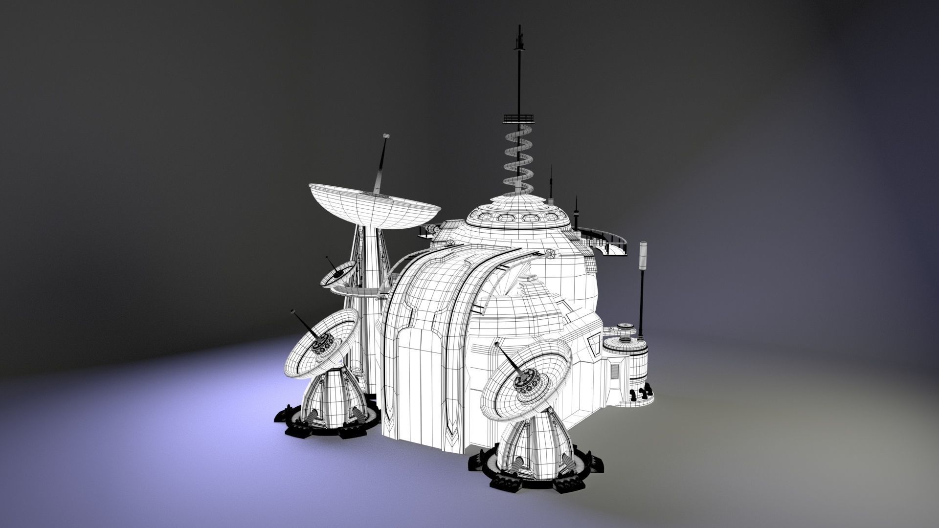 Futuristic headquarters 3D model_10