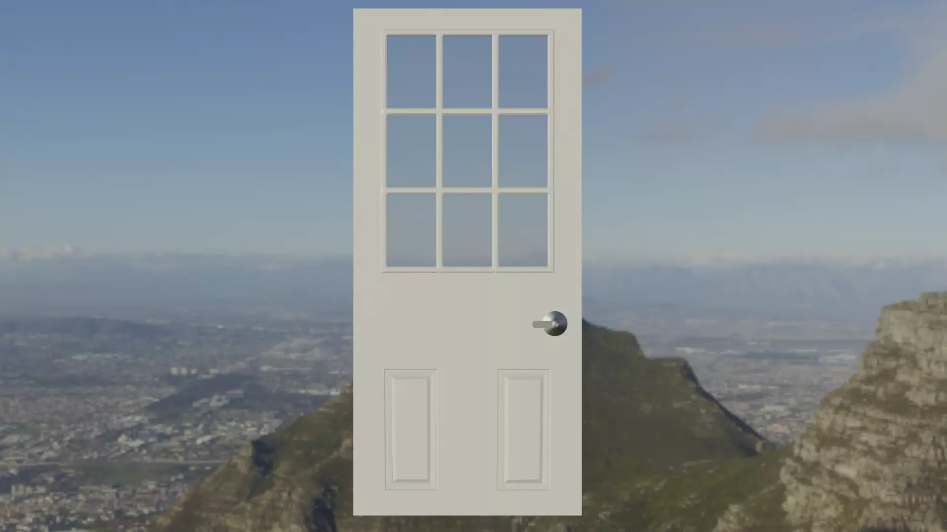 White Door with metallic handle Low-poly 3D model