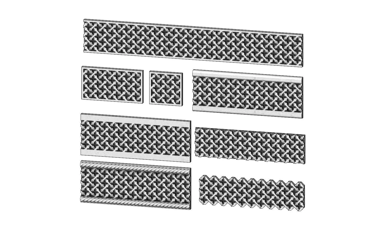 8 Moucharabieh plaster and wood friezes moldings 3D print model_0