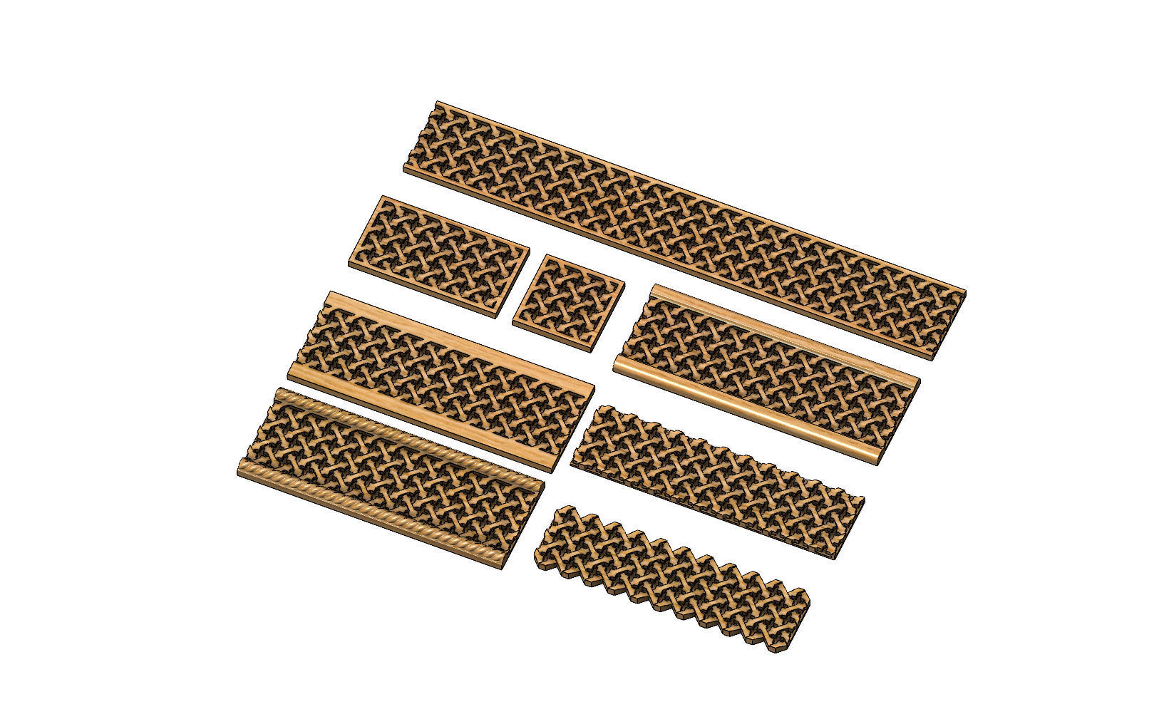 8 Moucharabieh plaster and wood friezes moldings 3D print model_2