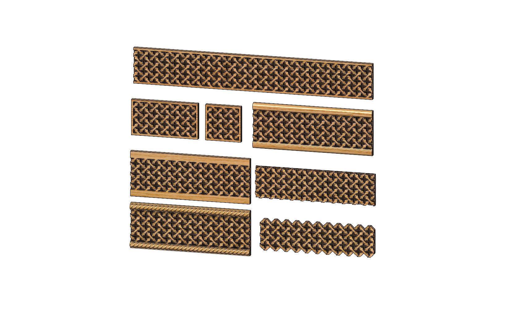 8 Moucharabieh plaster and wood friezes moldings 3D print model_1