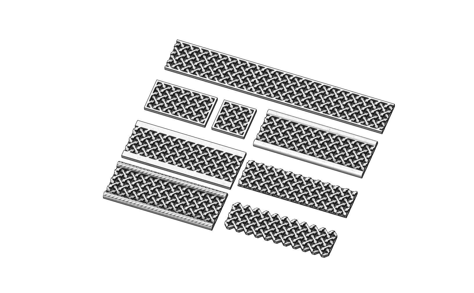 8 Moucharabieh plaster and wood friezes moldings 3D print model_3