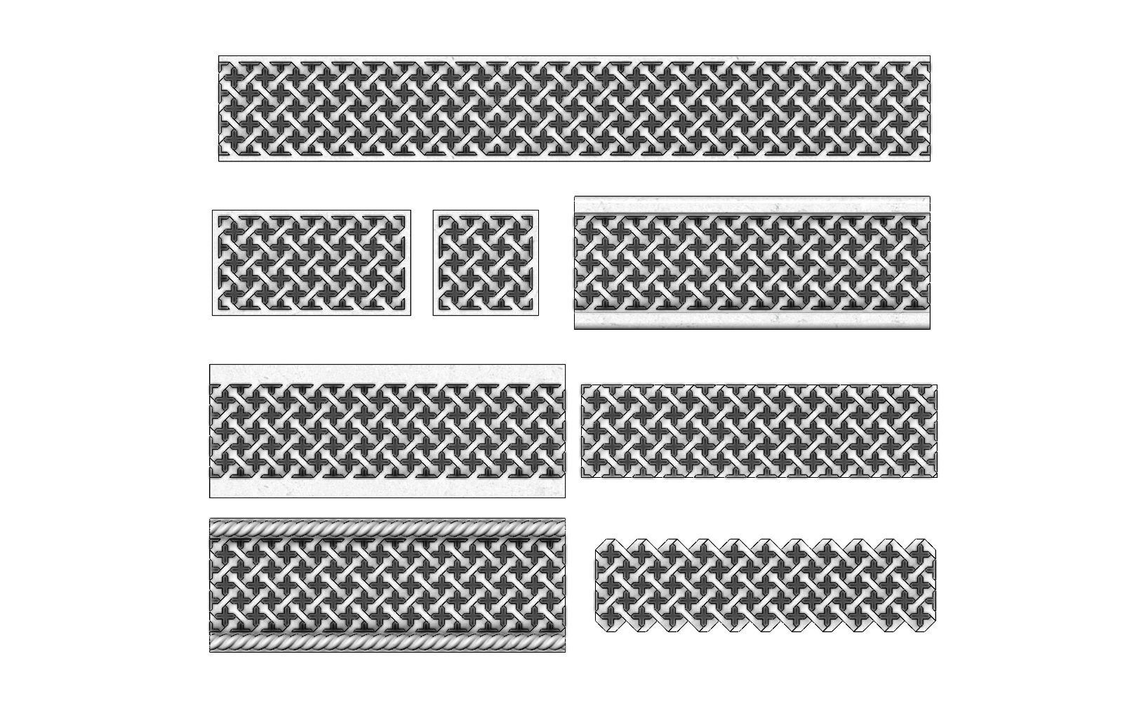 8 Moucharabieh plaster and wood friezes moldings 3D print model_4