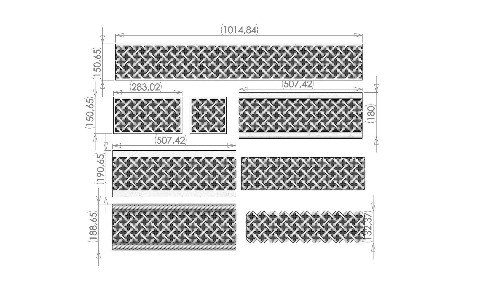 8 Moucharabieh plaster and wood friezes moldings 3D print model_5