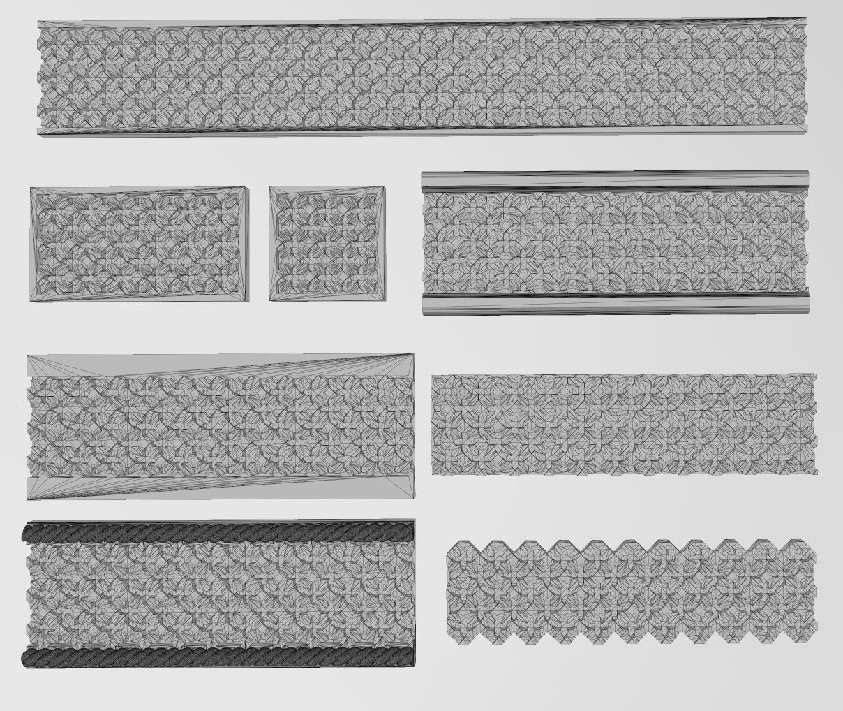 8 Moucharabieh plaster and wood friezes moldings 3D print model_18