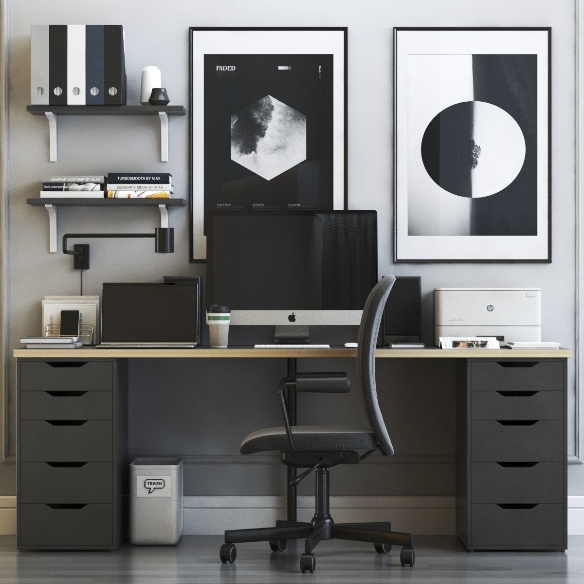 ALEX workplace with FLINTAN chair 3D model_3