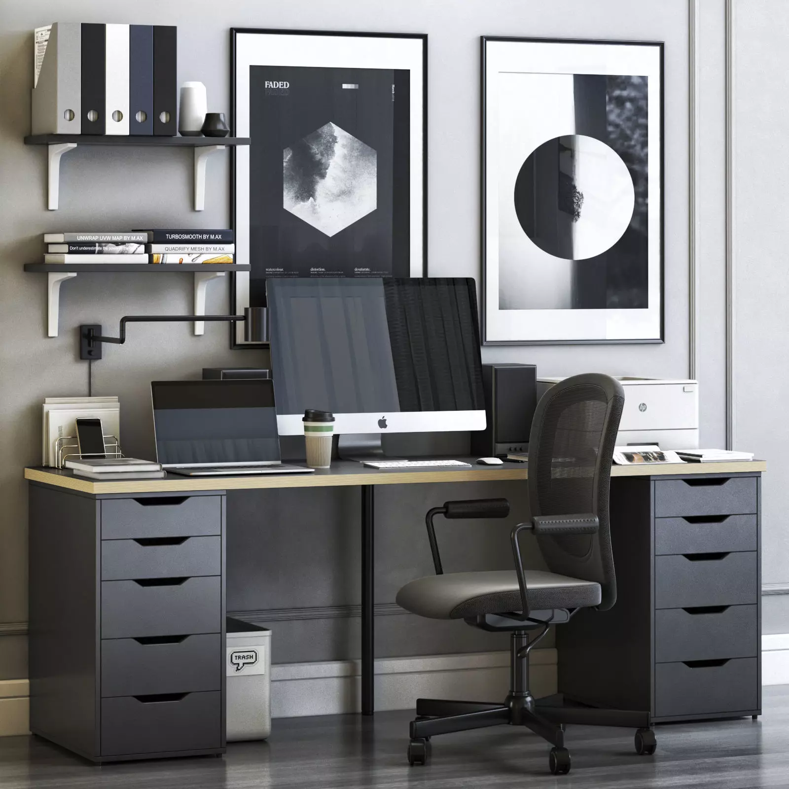 ALEX workplace with FLINTAN chair 3D model_0