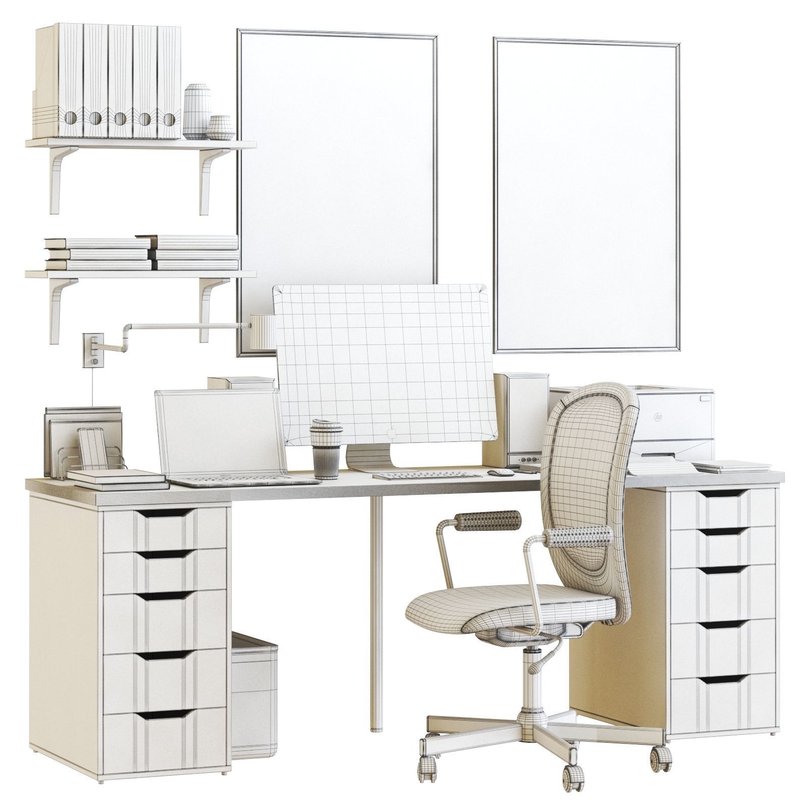 ALEX workplace with FLINTAN chair 3D model_2