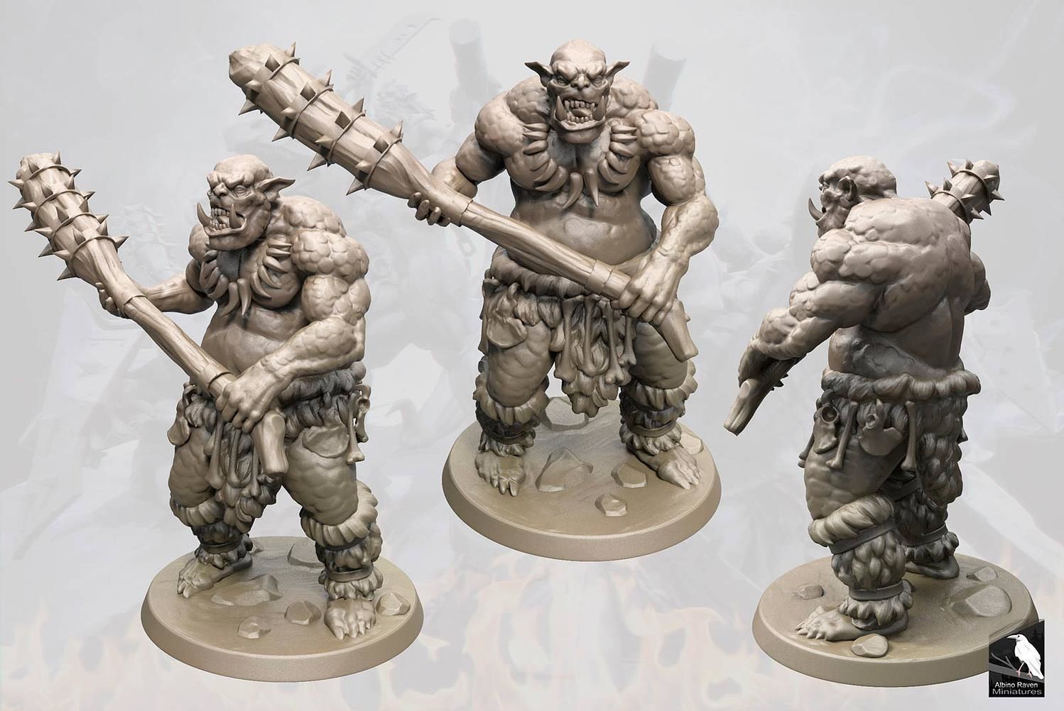 Ogr ogr miniature figure holding weapon 3D print model_3