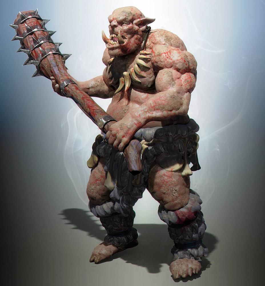 Ogr ogr miniature figure holding weapon 3D print model_2