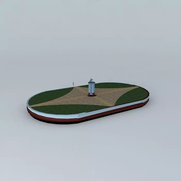 Architecture lighthouse in middle of grassy area 3D model_0