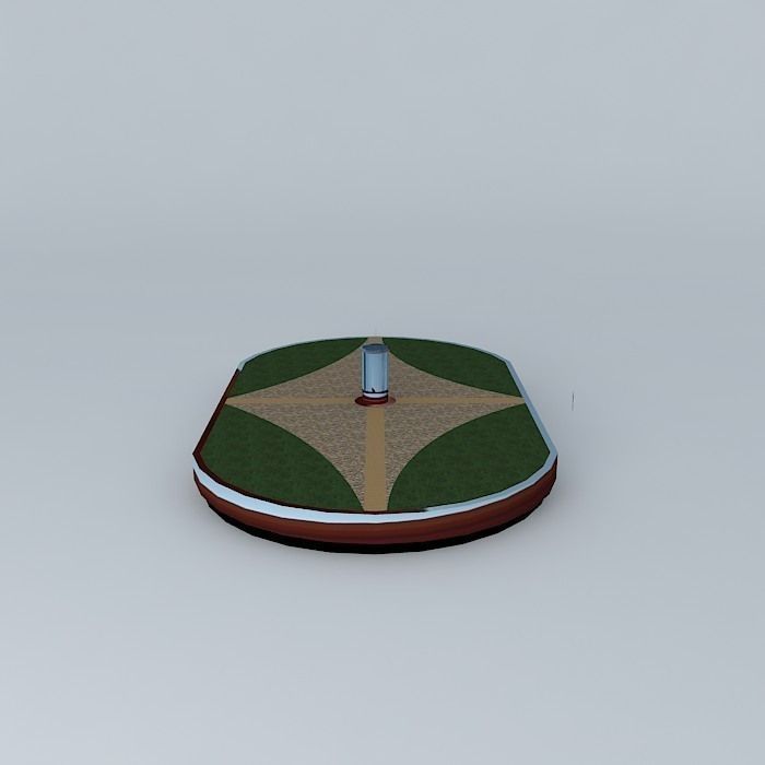 Architecture lighthouse in middle of grassy area 3D model_2