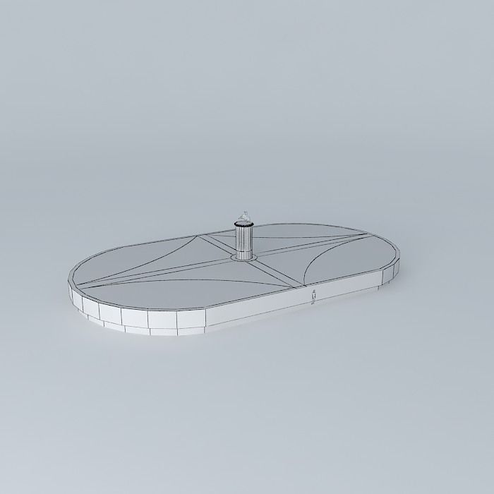 Architecture lighthouse in middle of grassy area 3D model_4