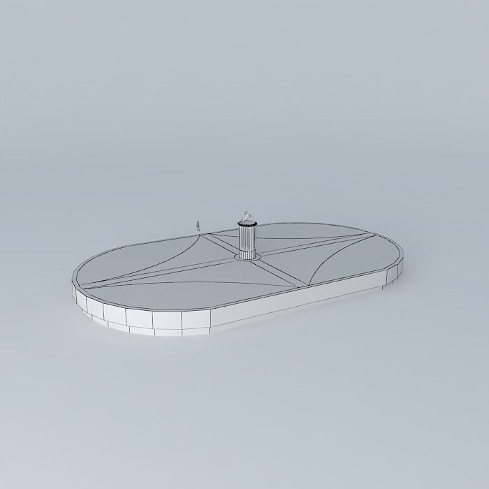 Architecture lighthouse in middle of grassy area 3D model_3