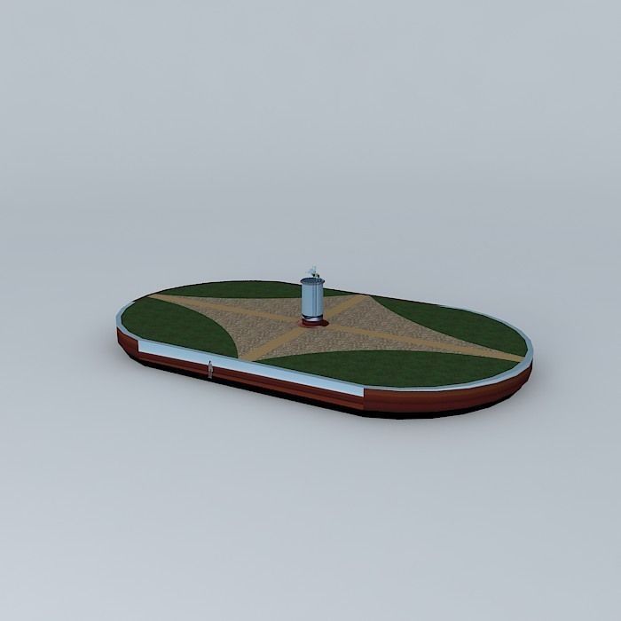 Architecture lighthouse in middle of grassy area 3D model_1