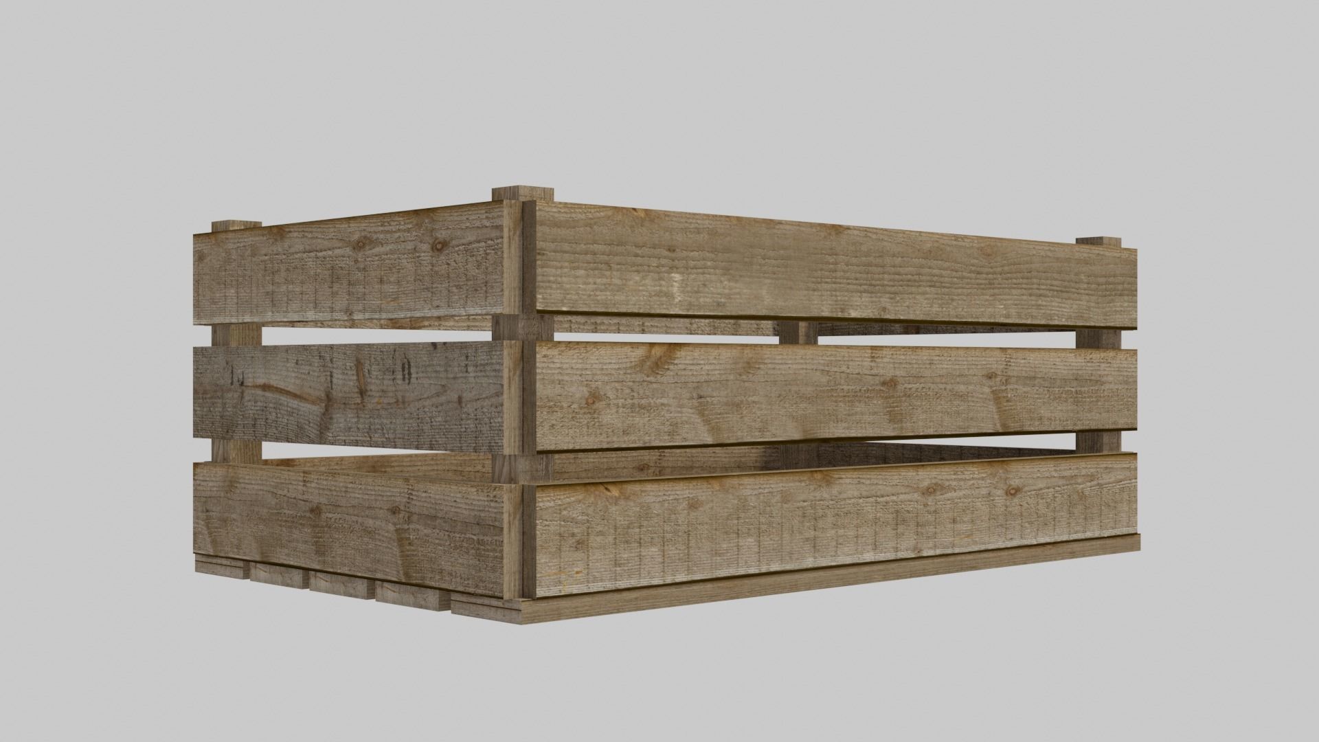 WOODEN BOX Low-poly 3D model_3