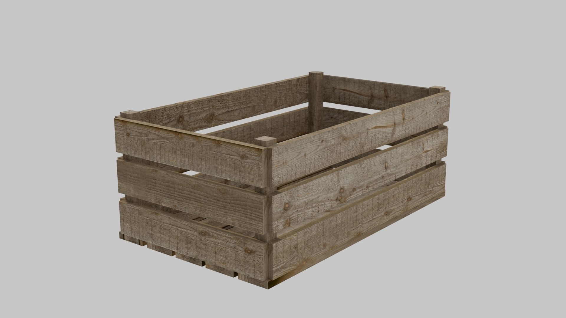 WOODEN BOX Low-poly 3D model_1