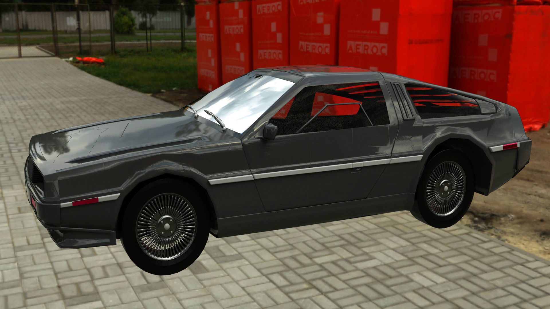 Delorean DMC-12 Low-poly 3D model_8