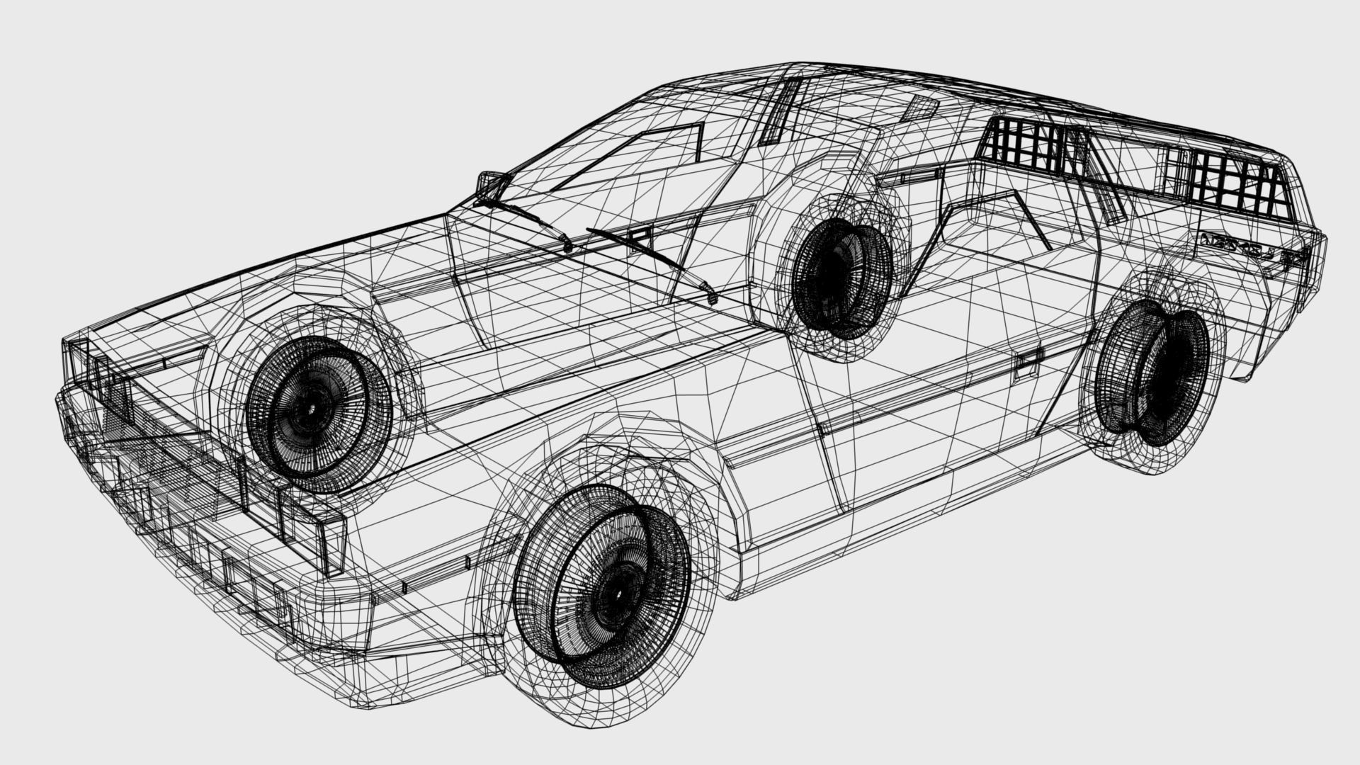 Delorean DMC-12 Low-poly 3D model_7