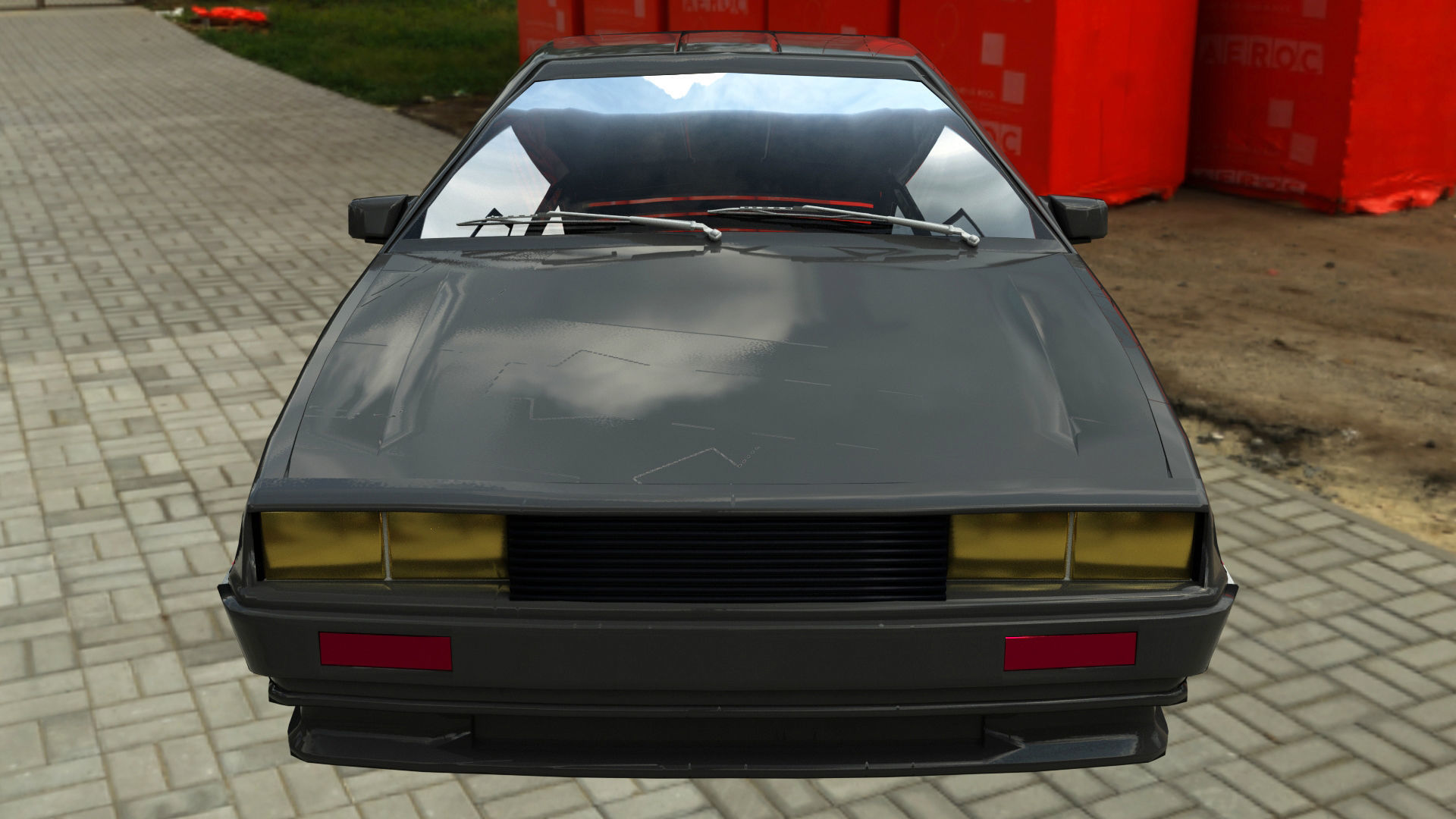 Delorean DMC-12 Low-poly 3D model_2