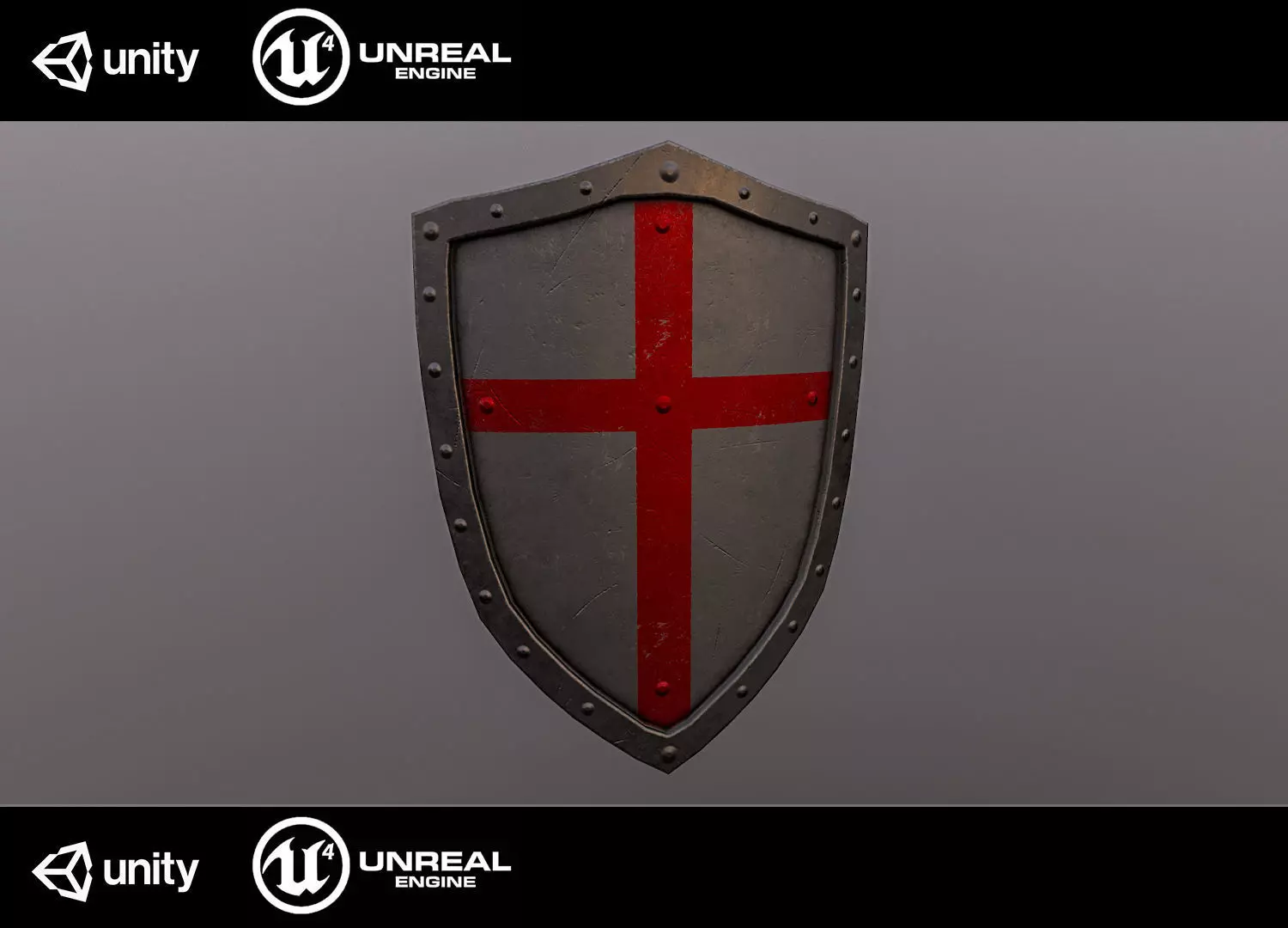 Medieval shield Low-poly 3D model_0