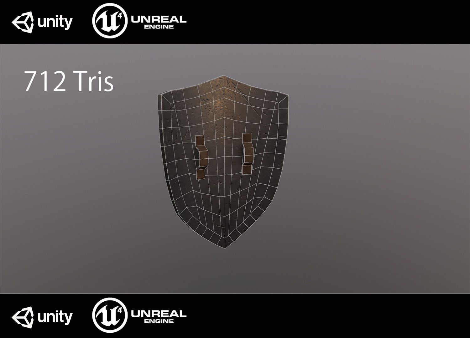 Medieval shield Low-poly 3D model_4