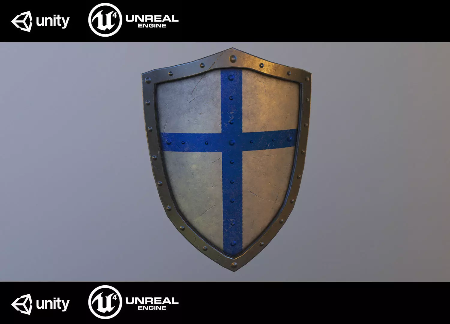Medieval shield Low-poly 3D model_0
