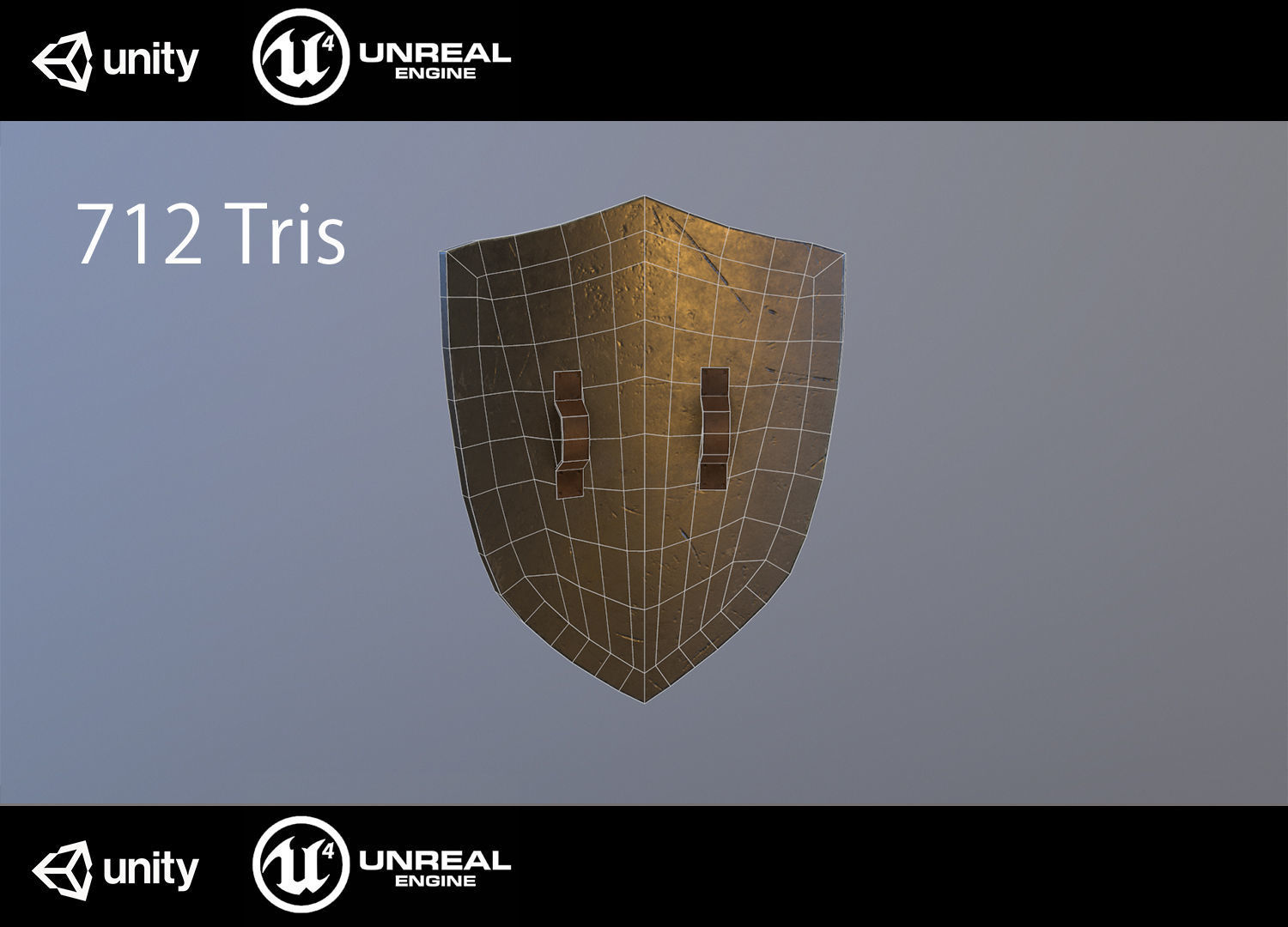 Medieval shield Low-poly 3D model_4