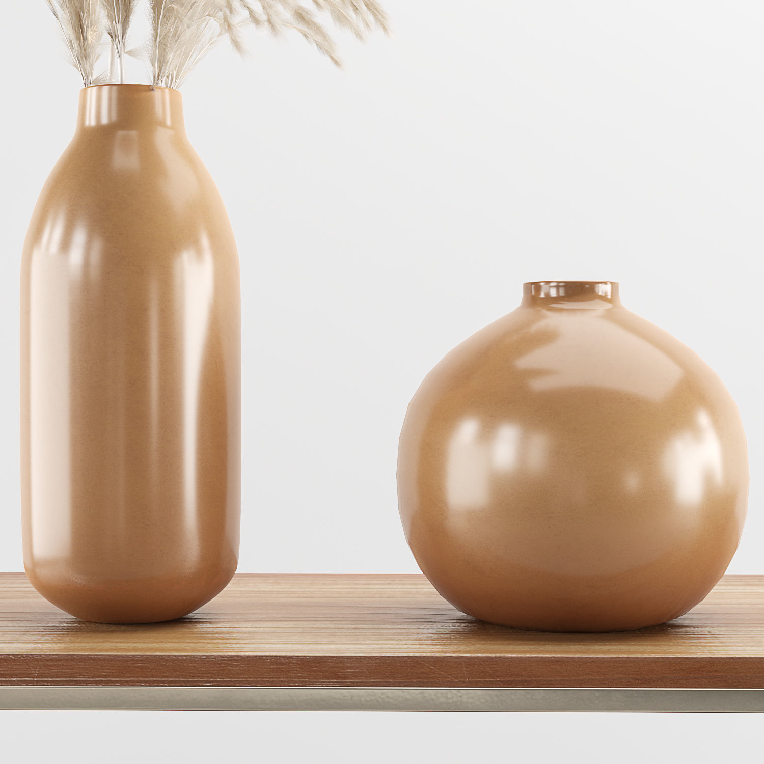 decorative set with pampas and wicker basket 3D model_3