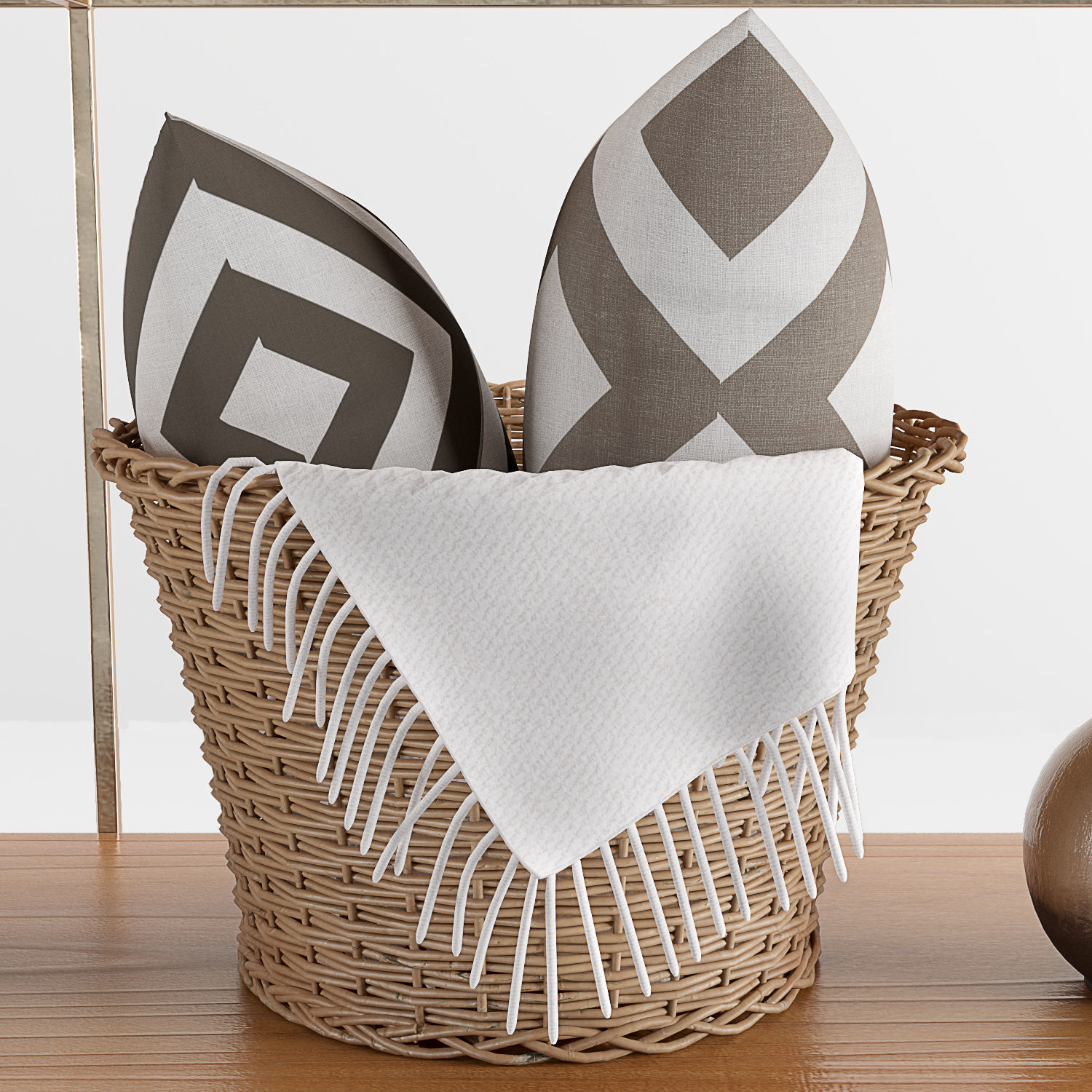 decorative set with pampas and wicker basket 3D model_5