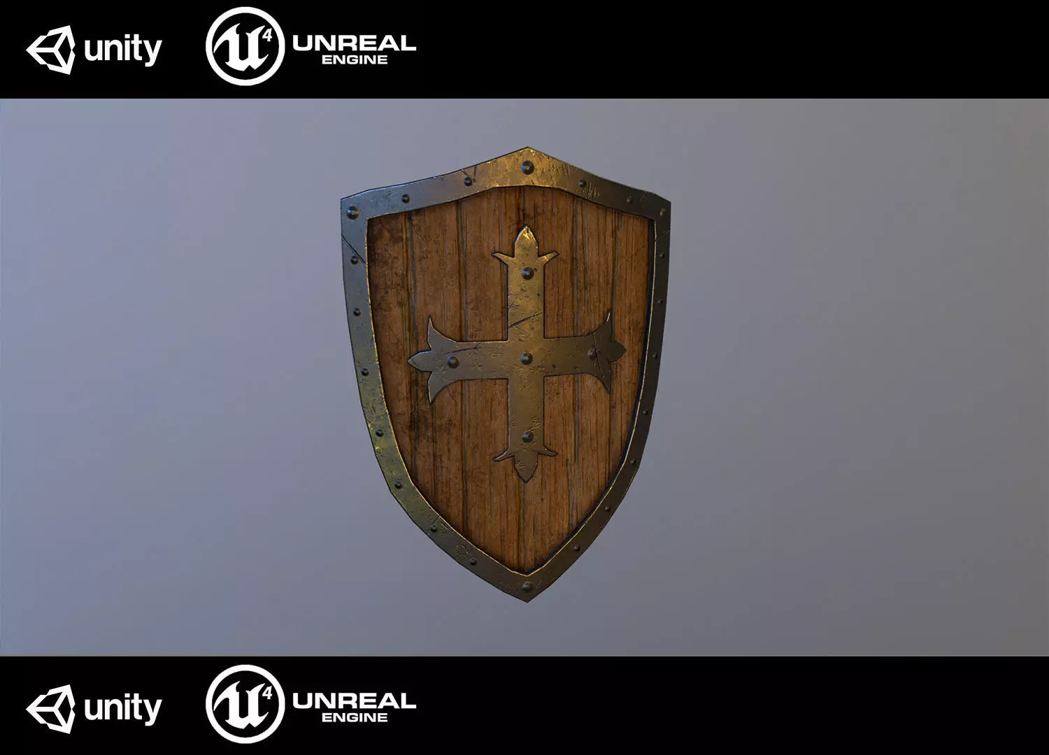 Medieval shield Low-poly 3D model_0