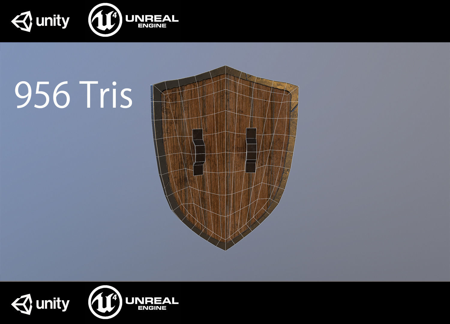 Medieval shield Low-poly 3D model_3