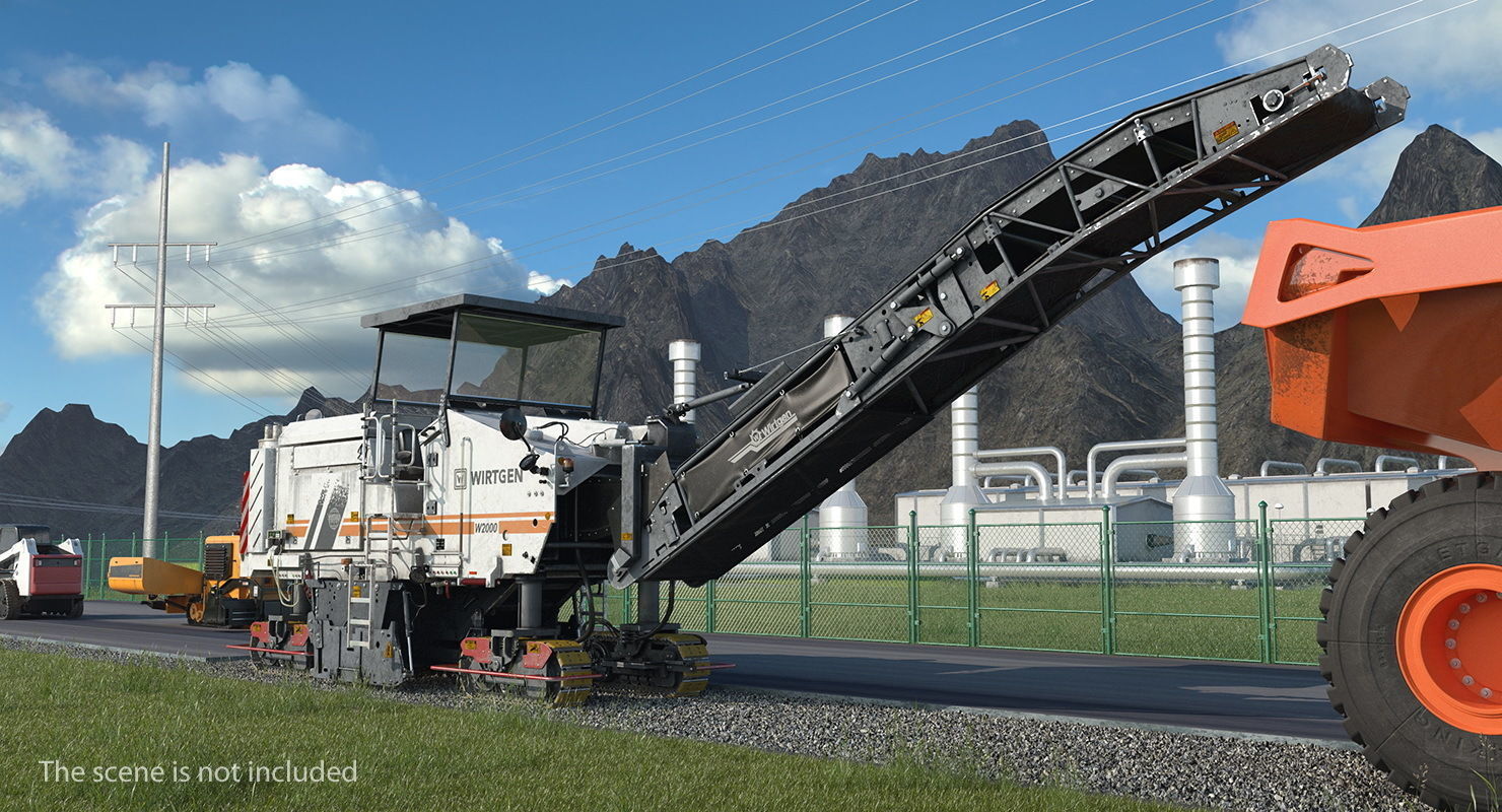 Dirty Asphalt Milling Machine Wirtgen 3D model_1