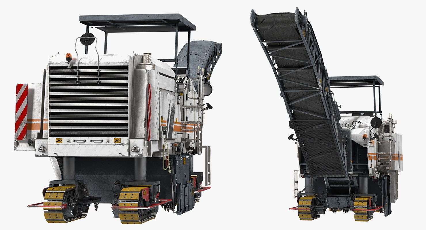 Dirty Asphalt Milling Machine Wirtgen 3D model_2