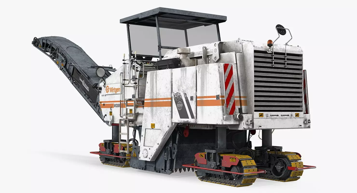 Dirty Asphalt Milling Machine Wirtgen 3D model_0
