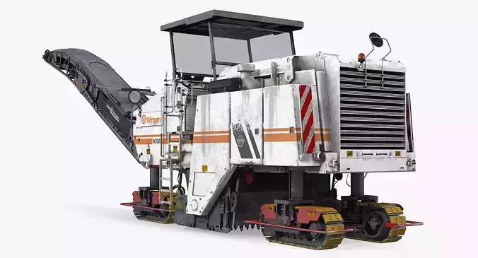 Dirty Asphalt Milling Machine Wirtgen 3D model