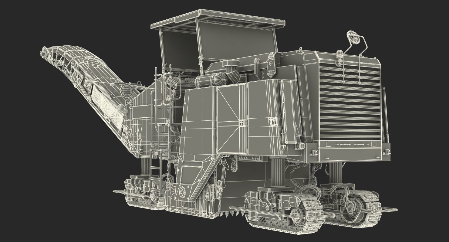 Dirty Asphalt Milling Machine Wirtgen 3D model_26