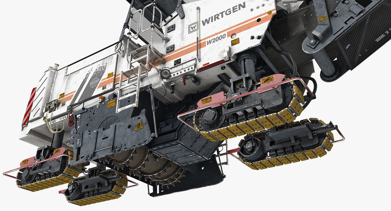 Dirty Asphalt Milling Machine Wirtgen 3D model_7