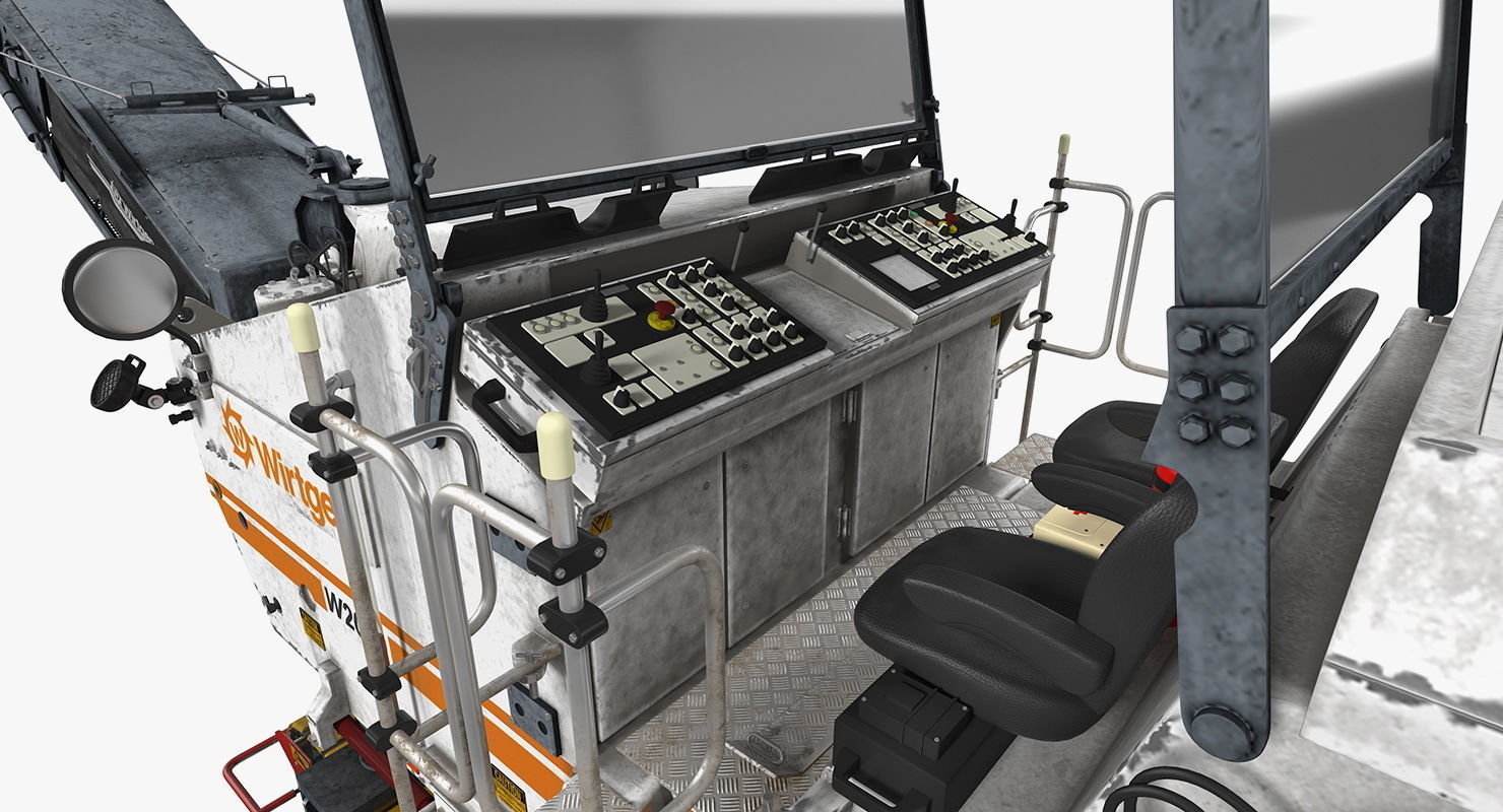 Dirty Asphalt Milling Machine Wirtgen 3D model_14