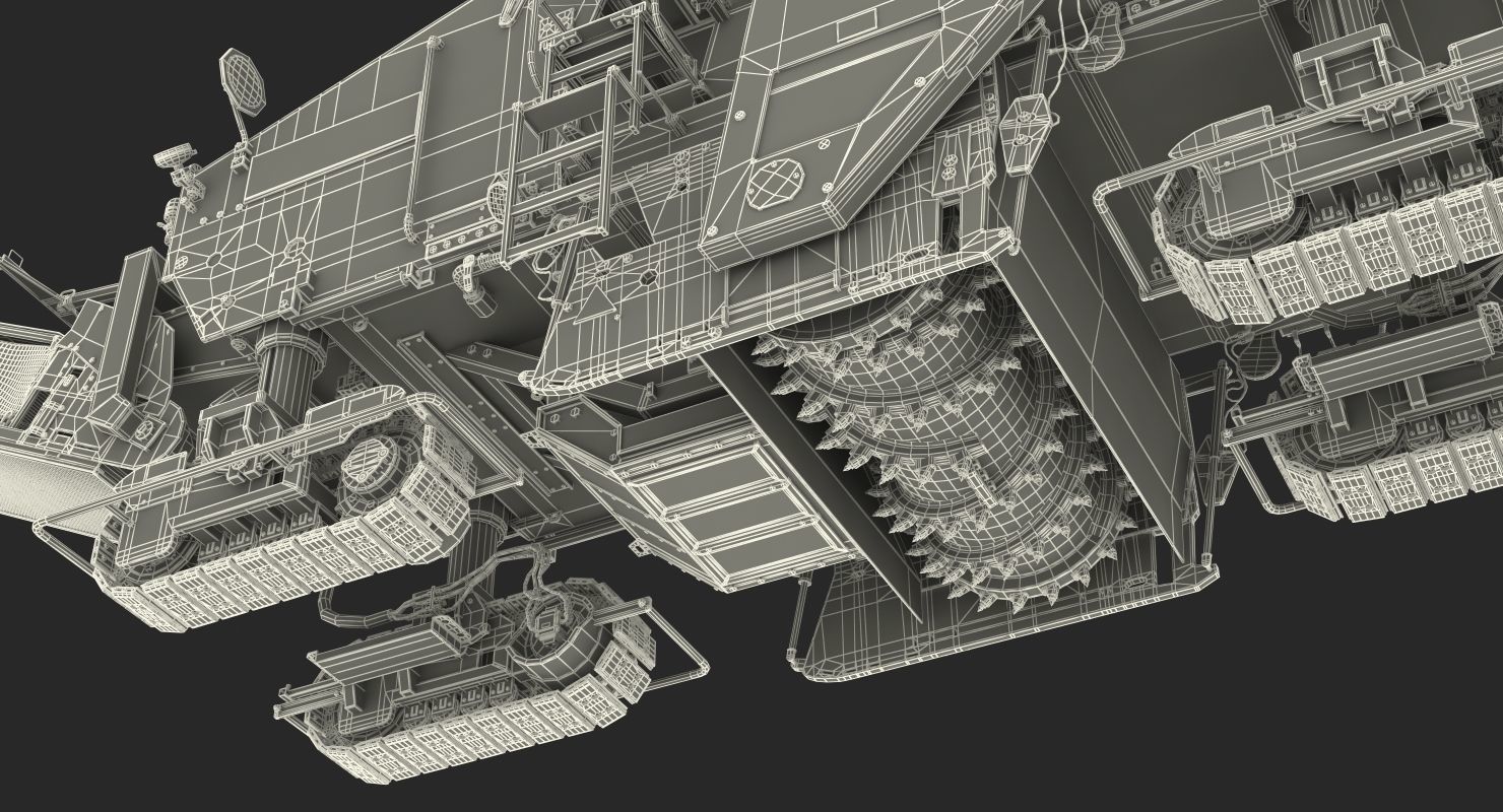 Dirty Asphalt Milling Machine Wirtgen 3D model_27