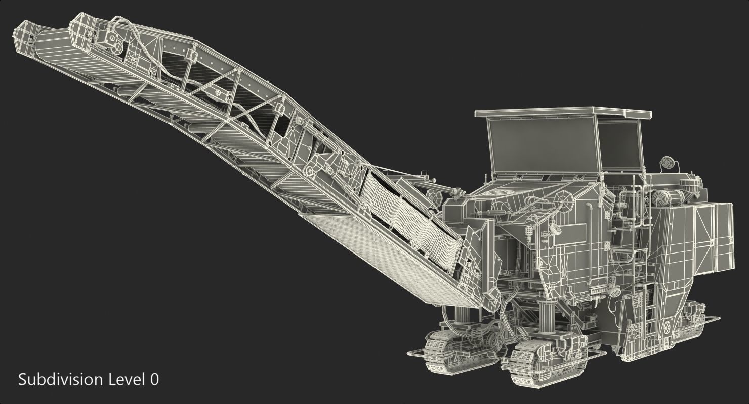 Dirty Asphalt Milling Machine Wirtgen 3D model_19