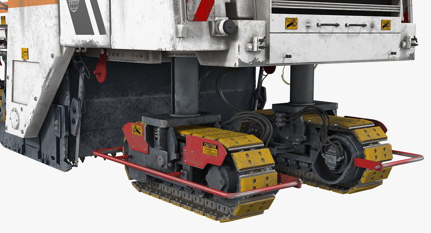 Dirty Asphalt Milling Machine Wirtgen 3D model_12