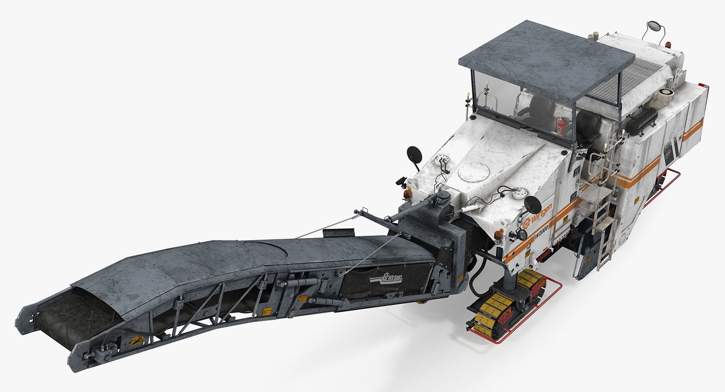 Dirty Asphalt Milling Machine Wirtgen 3D model_3