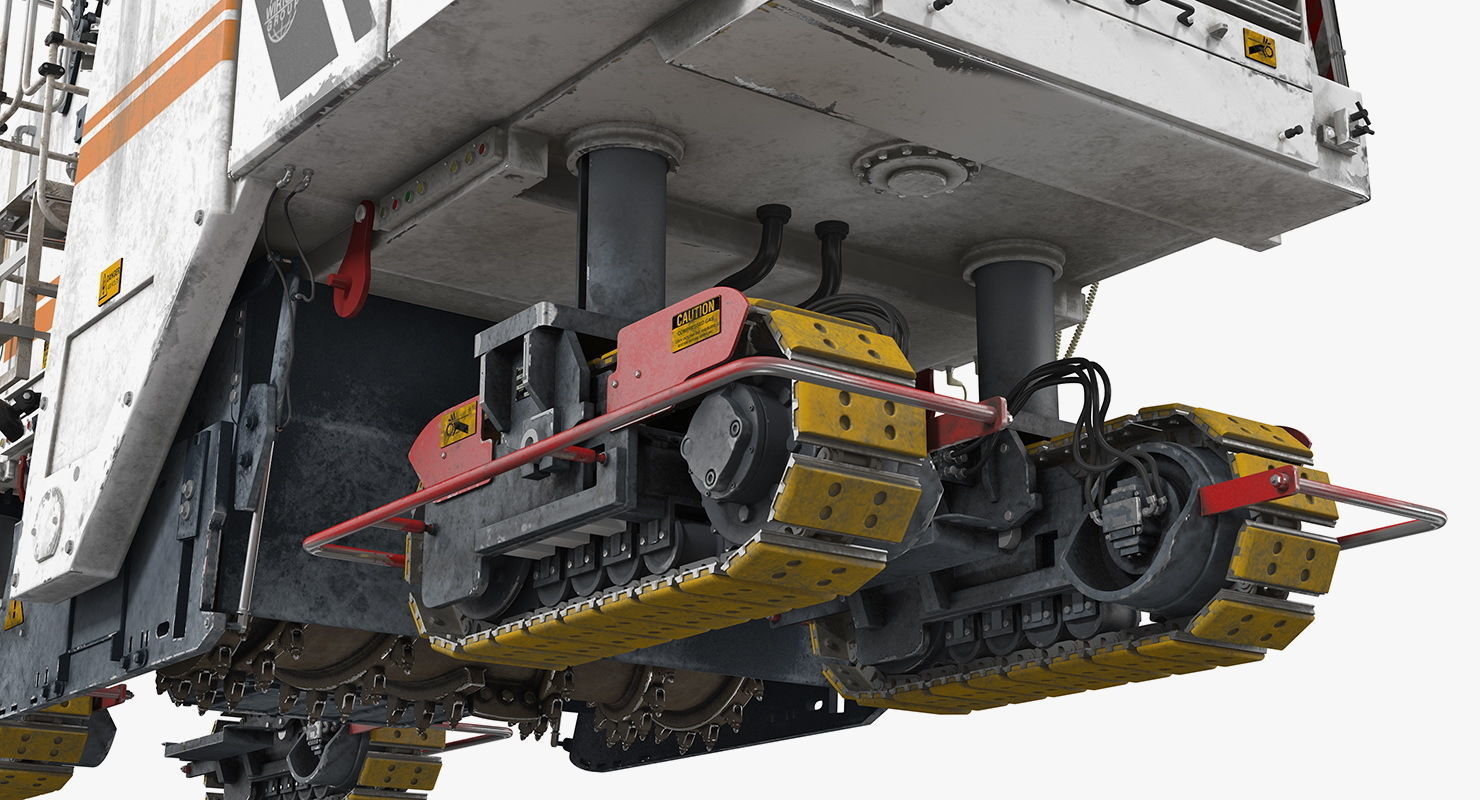 Dirty Asphalt Milling Machine Wirtgen 3D model_11